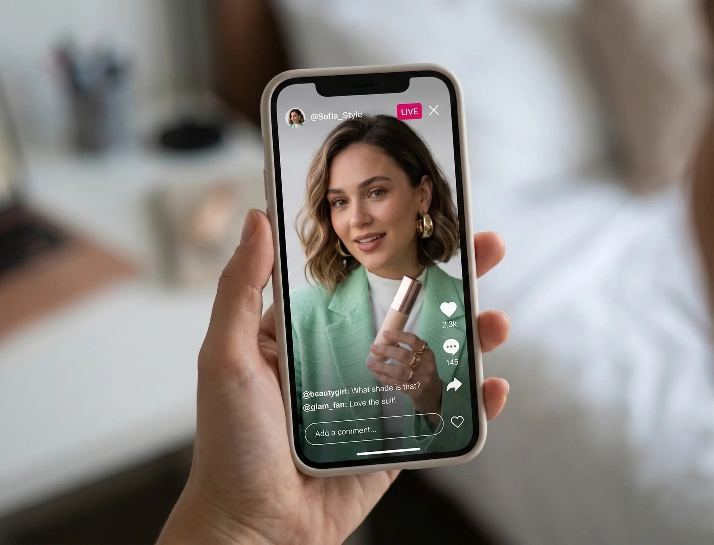 Creator holding phone with Seedr content